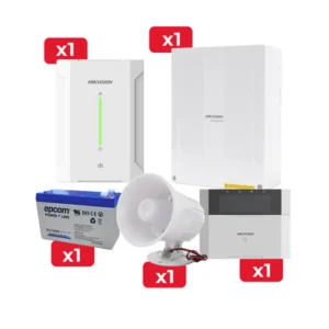 Kit Alarma AX Hybrid PRO 64 Zonas con teclado LCD y expansor inalambrico Hikvision para empresas en Colombia.