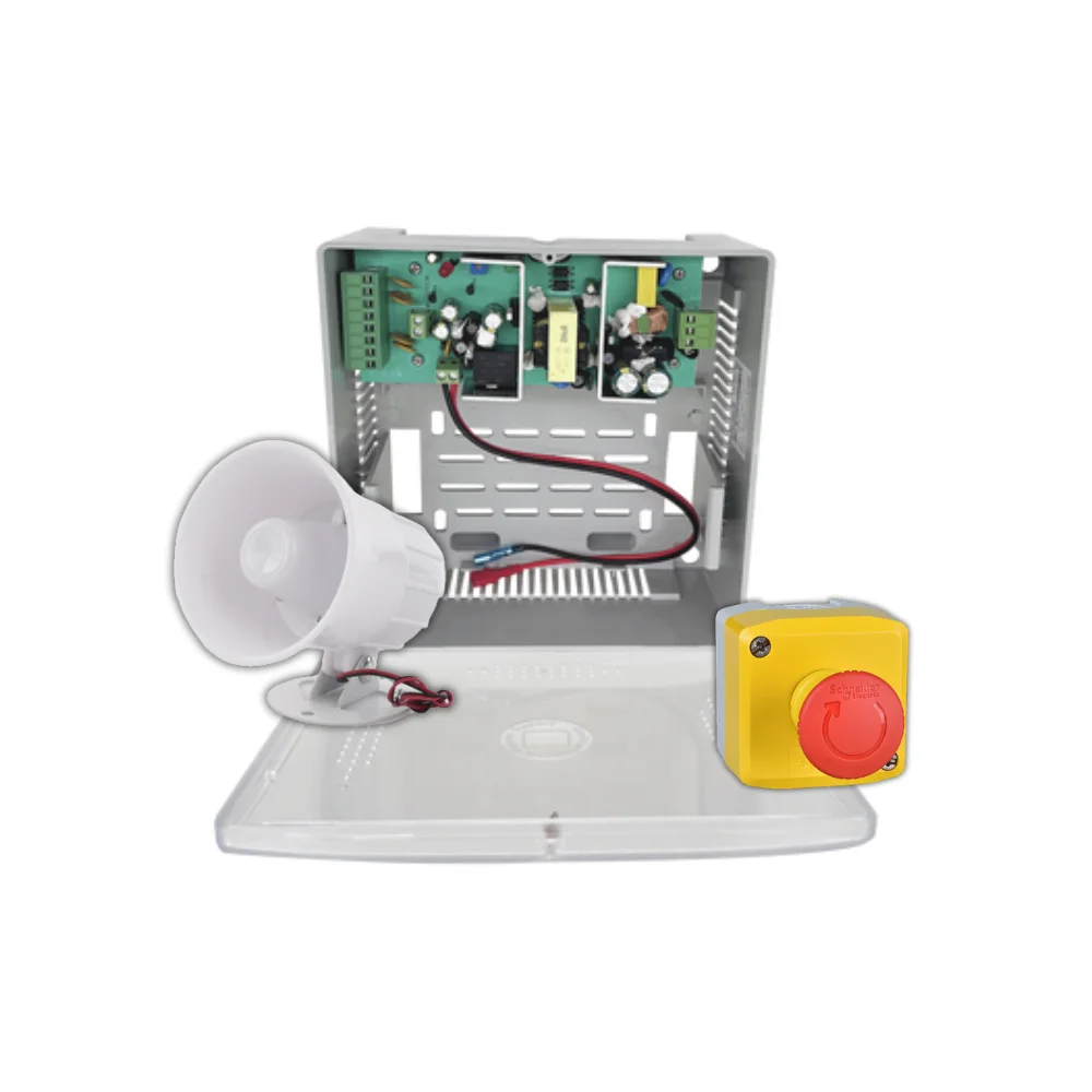 Kit de Alarma de Emergencia Profesional + Fuente Epcom + Botón tipo Hongo